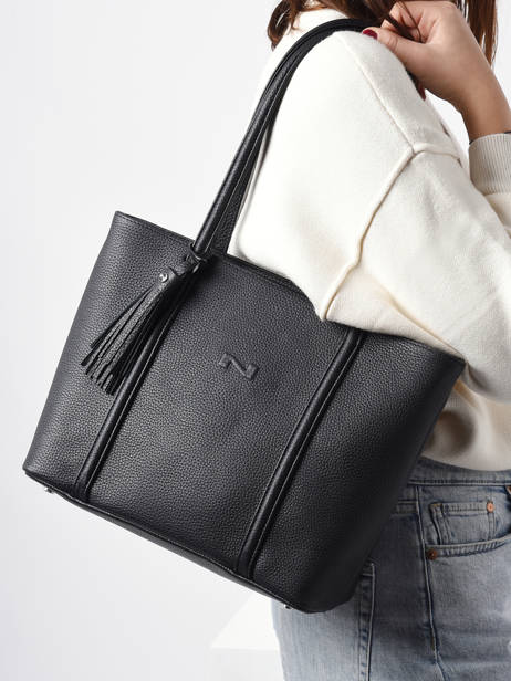 Sac Shopping Small Cabas Cuir Nathan baume Noir nathan 6 vue secondaire 1
