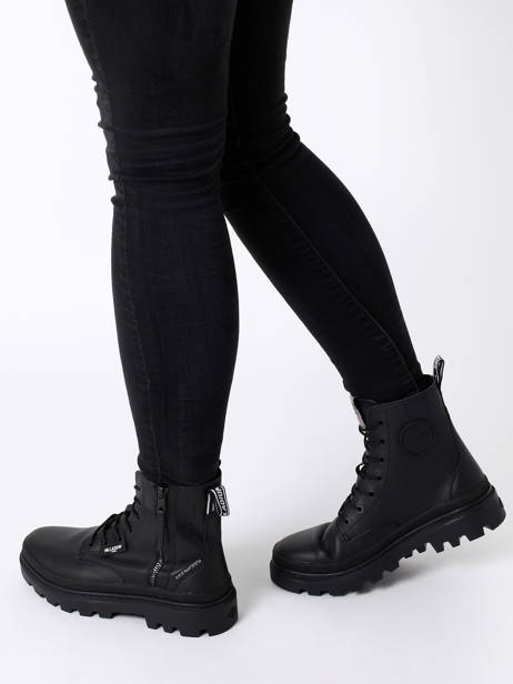 Bottines Palla Trooper En Cuir Palladium Noir accessoires 97207010 vue secondaire 2